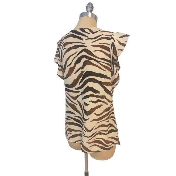 Cabi Zebra print ruffled sleeve Blouse Top #3771 size Small - Picture 5 of 7